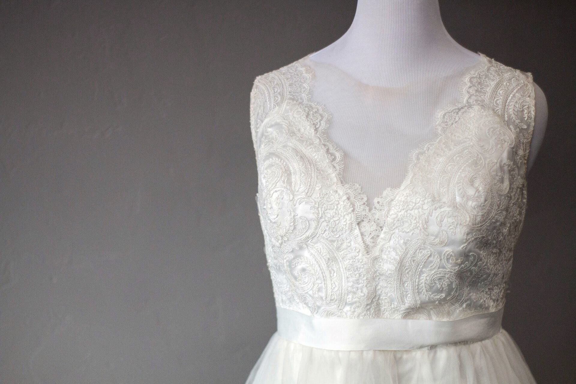Wedding dress at Tangled in Tulle Bridal Outlet in Idaho Falls, Idaho